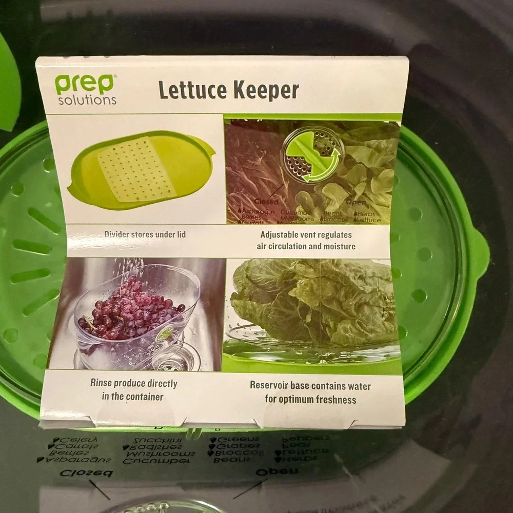 Progressive Prepworks Lettuce Keeper Food Storage , 4.7 Qt, Green Lid